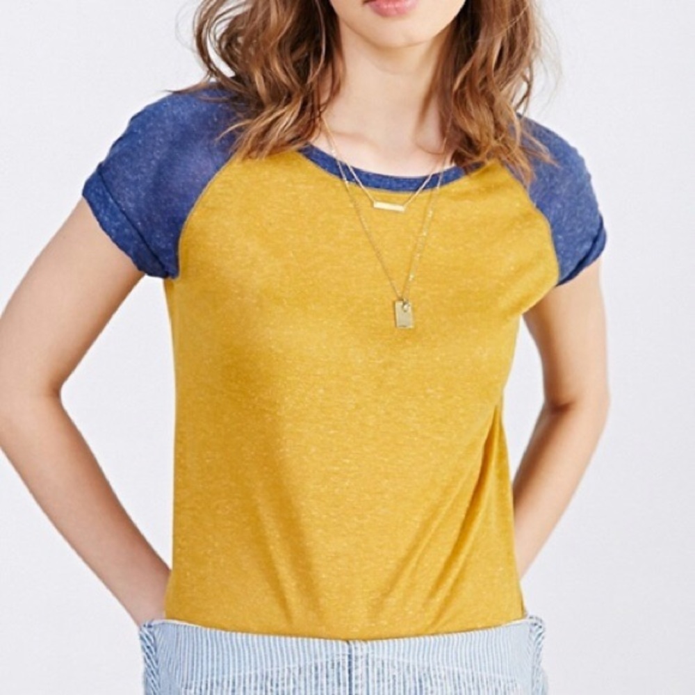BDG Mustard baseball tee shirt